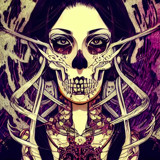 Image similar to anime manga skull portrait young woman, glitcched, glitch pixels, skeleton, intricate, elegant, highly detailed, digital art, ffffound, art by JC Leyendecker and sachin teng