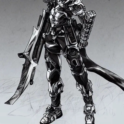 Image similar to An anime teen holding a sword filled with energy, wearing armor, drawn by Yoji Shinkawa, highly detailed, trending on art station, sci-fi themed, dynamic posing