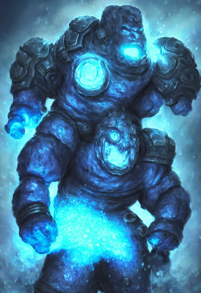Image similar to ultra realistic and intricate detailed photograph of Blue buff golem from league of legends