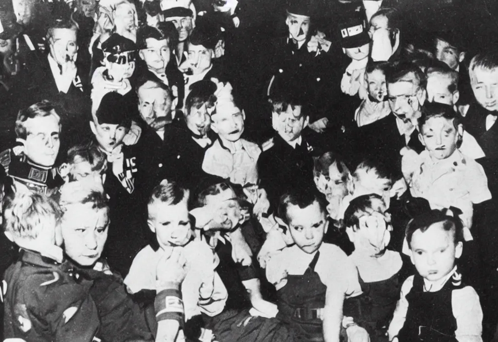 Image similar to adolf hitler at a kids birthday party