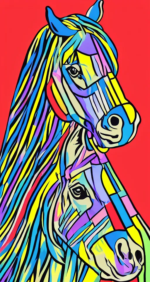 Image similar to horse, pop art, symmetrical
