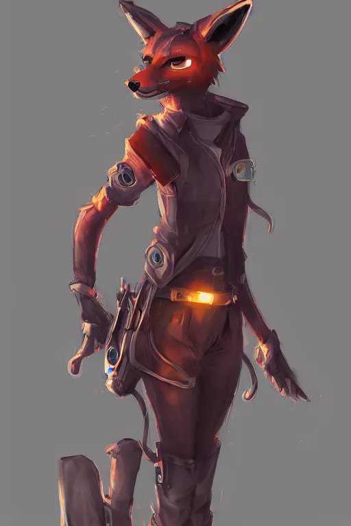 Image similar to a fox fursona, trending on artstation, by kawacy, furry art, digital art, cyberpunk, high quality, backlighting