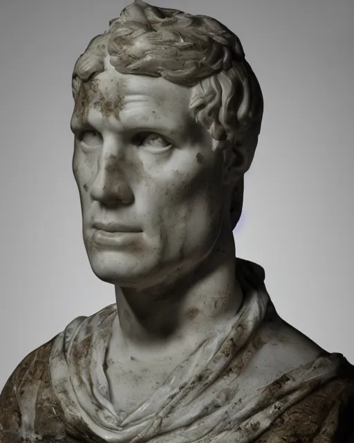 Image similar to a high quality photograph jerma 9 8 5 as a roman marble bust. cinematic lighting.
