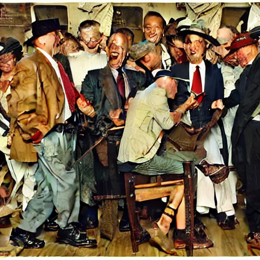 Prompt: the things politicians get up to when they think we are not looking, painted by norman rockwell and tom lovell and frank schoonover and phil hale