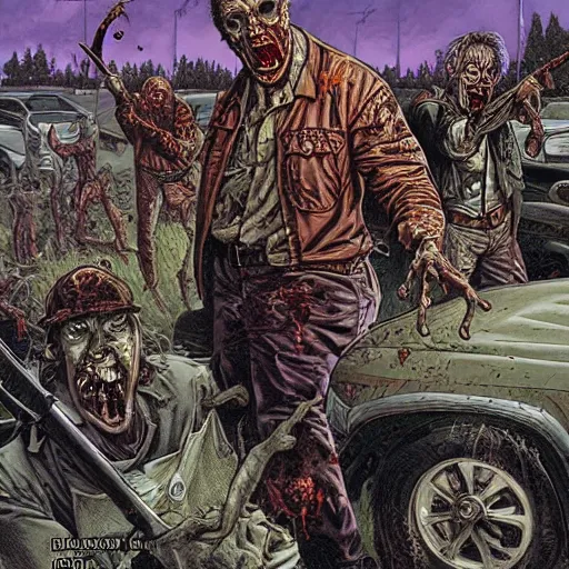 Prompt: zombie apocalypse by clyde caldwell, detailed