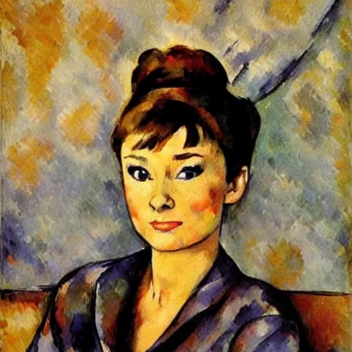 Prompt: audrey hepburn art by paul cezanne