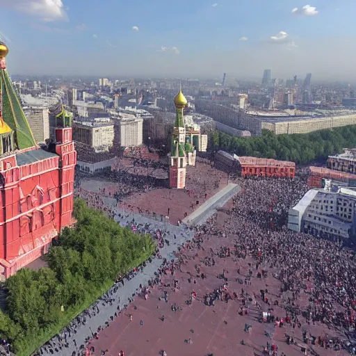 Image similar to big detailed bomb falling on Red Square in Moscow, high quality, 4k