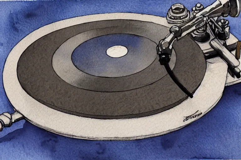 Image similar to pioneer turntable watercolor, highly detailed