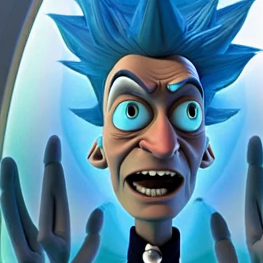 Prompt: Rick Sanchez, scene from Megamind