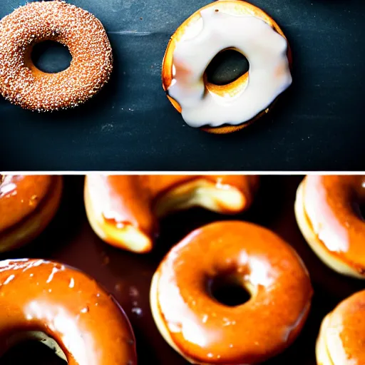 Prompt: photo of delicious glazed donuts, food photography, mouthwatering