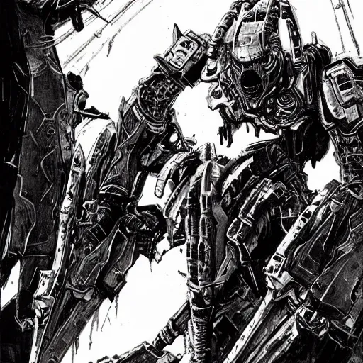 Image similar to doom slayer, tsutomu nihei art