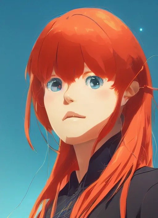 Image similar to highly detailed portrait of asuka langley soryu, carne griffith loish, rhads, makoto shinkai and lois van baarle, ilya kuvshinov, global illumination, radiant light, detailed and intricate environment