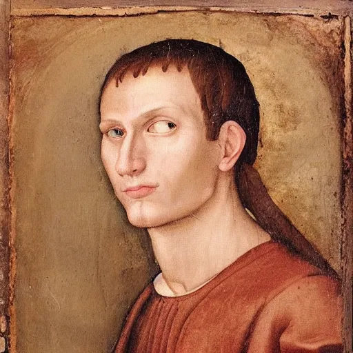 Image similar to A 14th century italian renaissance oil painting of Jerma985, portrait of Jerma985, grainy, realistic, very realistic, hyperrealistic, highly detailed, very detailed, extremely detailed, very neat, very epic, very cool, detailed, trending on artstation