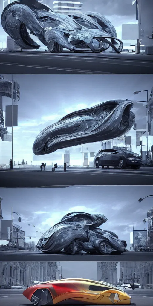 Image similar to sci-fi 3d organic unusual composition car and wall structure car, in the coronation of napoleon painting, and digital billboard in the middle. octane render pinterest, keyshot product render, water reflections gloss shiny in luquid