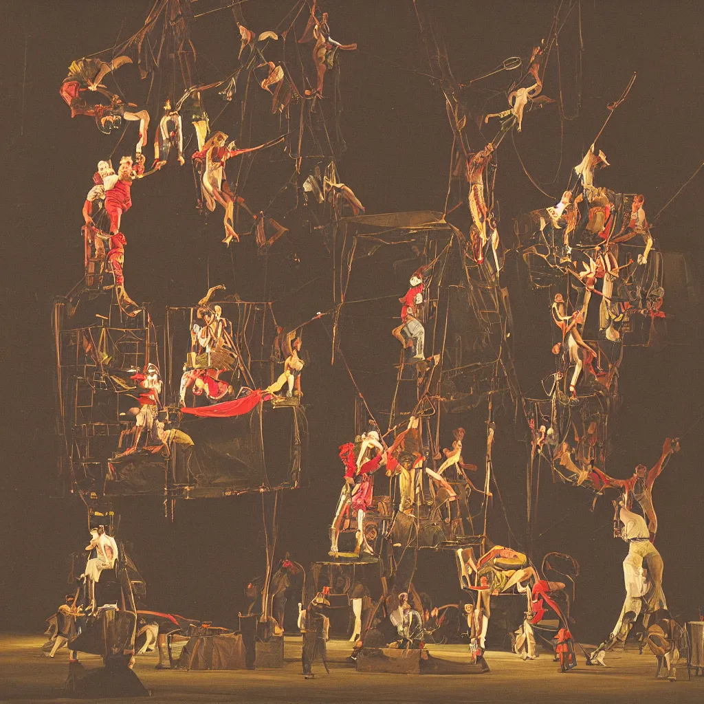 Image similar to spotlight on 2 performers at a circus by charles bell