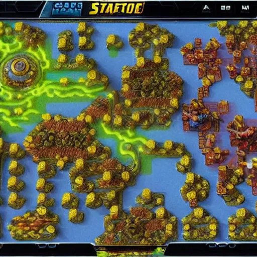 Image similar to a starcraft 2 map themed in iron man colors