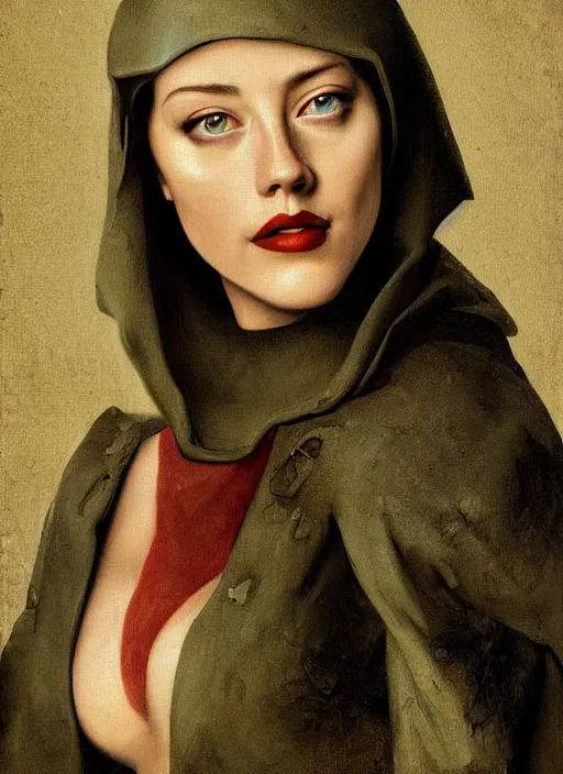 Image similar to amber heard painted by hieronymus bosch, detailed digital art, trending on Artstation