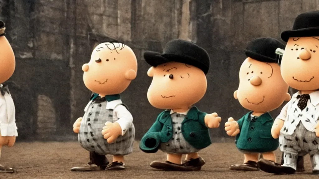 Prompt: peanuts dressed like the peaky blinders