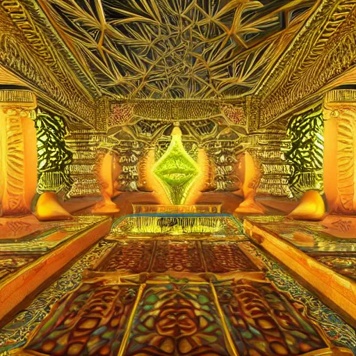 Prompt: 3d Fractal hindu temple mosque interior, dmt, shiny