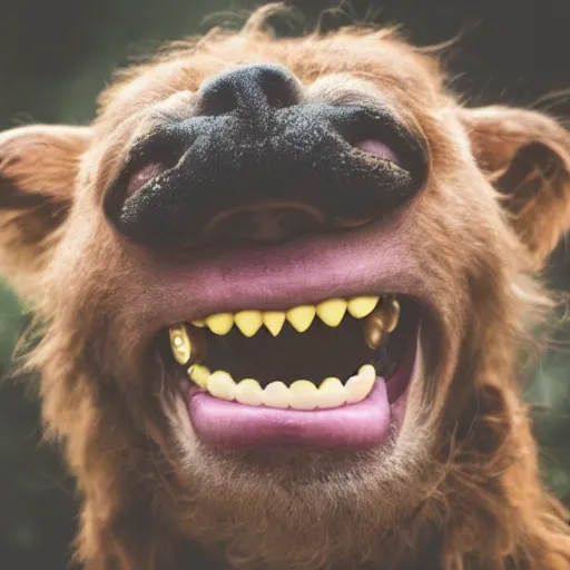 Image similar to a big smile with hairy teeth