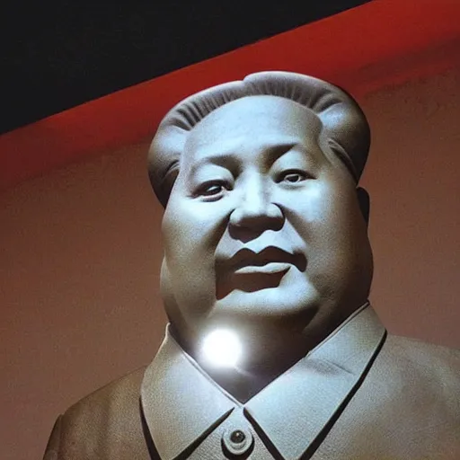 Image similar to a photo of mao zedong's sculpture on mars a made of resin, dramatic lighting