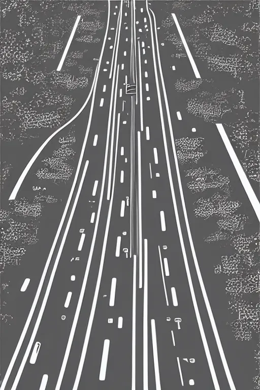 Image similar to minimalist boho style art of a freeway, illustration, vector art