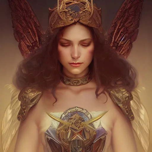 Image similar to the angel of death, d & d, fantasy, intricate, elegant, highly detailed, digital painting, artstation, concept art, matte, sharp focus, illustration, hearthstone, art by artgerm and greg rutkowski and alphonse mucha