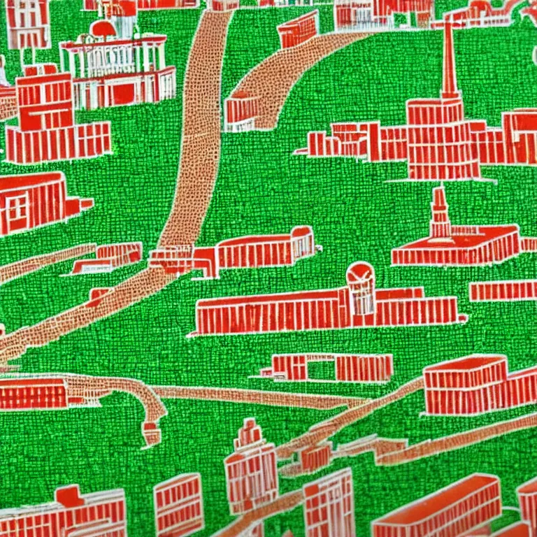 Prompt: View of soviet town, very very long soviet-era panel-buildings, very long street with a perfect green lawn. A perfect green lawn. High detail, details, 105mm