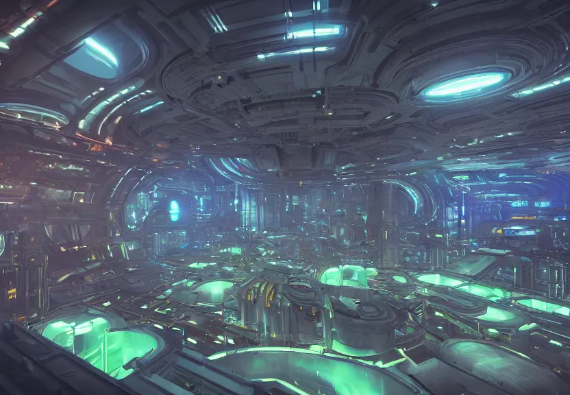 Prompt: a minimalist scifi curilinear brutalist futuristic alien spaceship factory planet iron forge smelting pits with neon lights, biomechanical columns of glowing plasma smoke, high dynamic range, ilm, beeple, star citizen halo, mass effect, bladerunner, elysium