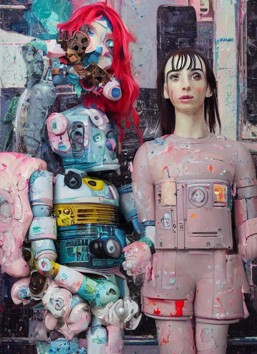 Prompt: studio photograph of a contemporary ceramic sculpture of a modular quirky emma roberts krysten ritter android by hikari shimoda and jack gaughan