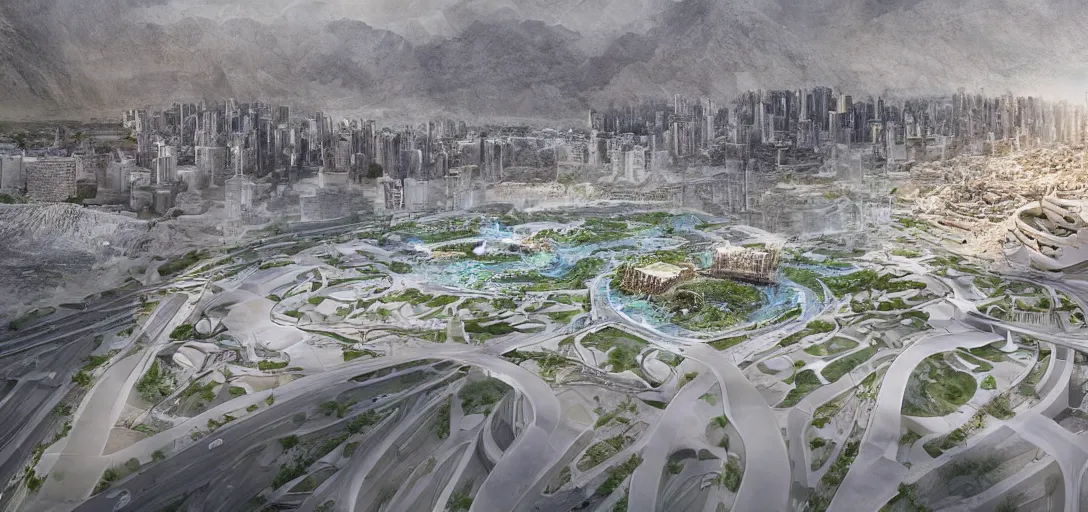 Prompt: the city of neom in saudi arabia upon completion, cinematic shot, hyper realistic, hyper detailed