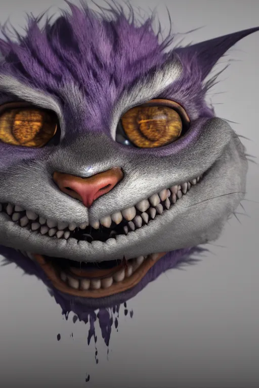 Prompt: cheshire cat vanishing vfx, burning vfx, vanishing vfx, made with blender, highly detailed, artstation, volumetric lighting, concept