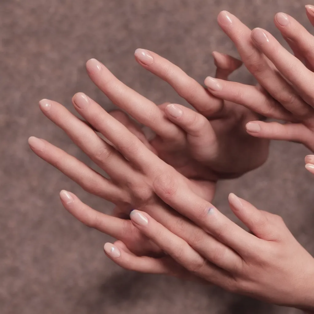 Prompt: hand with fortytwo fingers and eyes as nails realistic photo