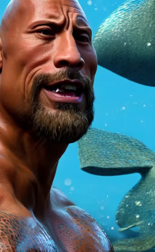 Image similar to dwayne johnson as a charming mermaid work safe dreamlike, character art, hyperdetailed, 8 k realistic, unreal engine, cryengine, dof, trending on artstation, digital art