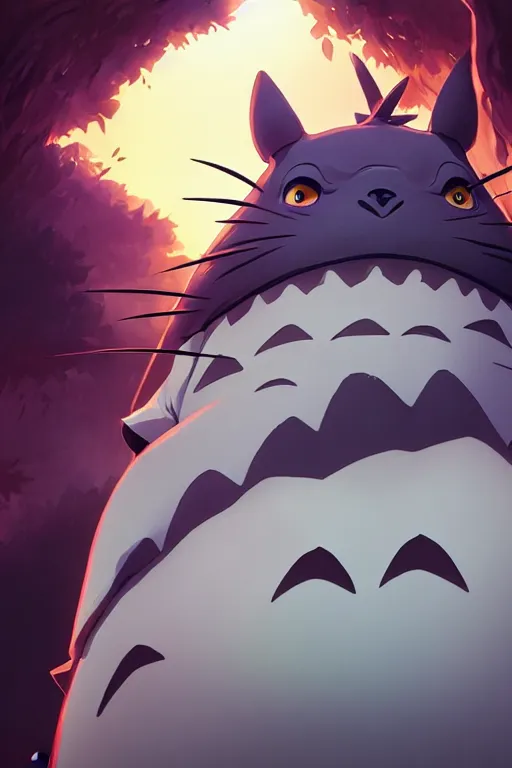 Image similar to Evil Totoro portrait, by Jesper Ejsing, RHADS, Makoto Shinkai and Lois van baarle, ilya kuvshinov, rossdraws global illumination