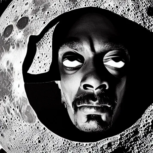 Prompt: the face of Snoop Dogg covers the entire surface of the moon