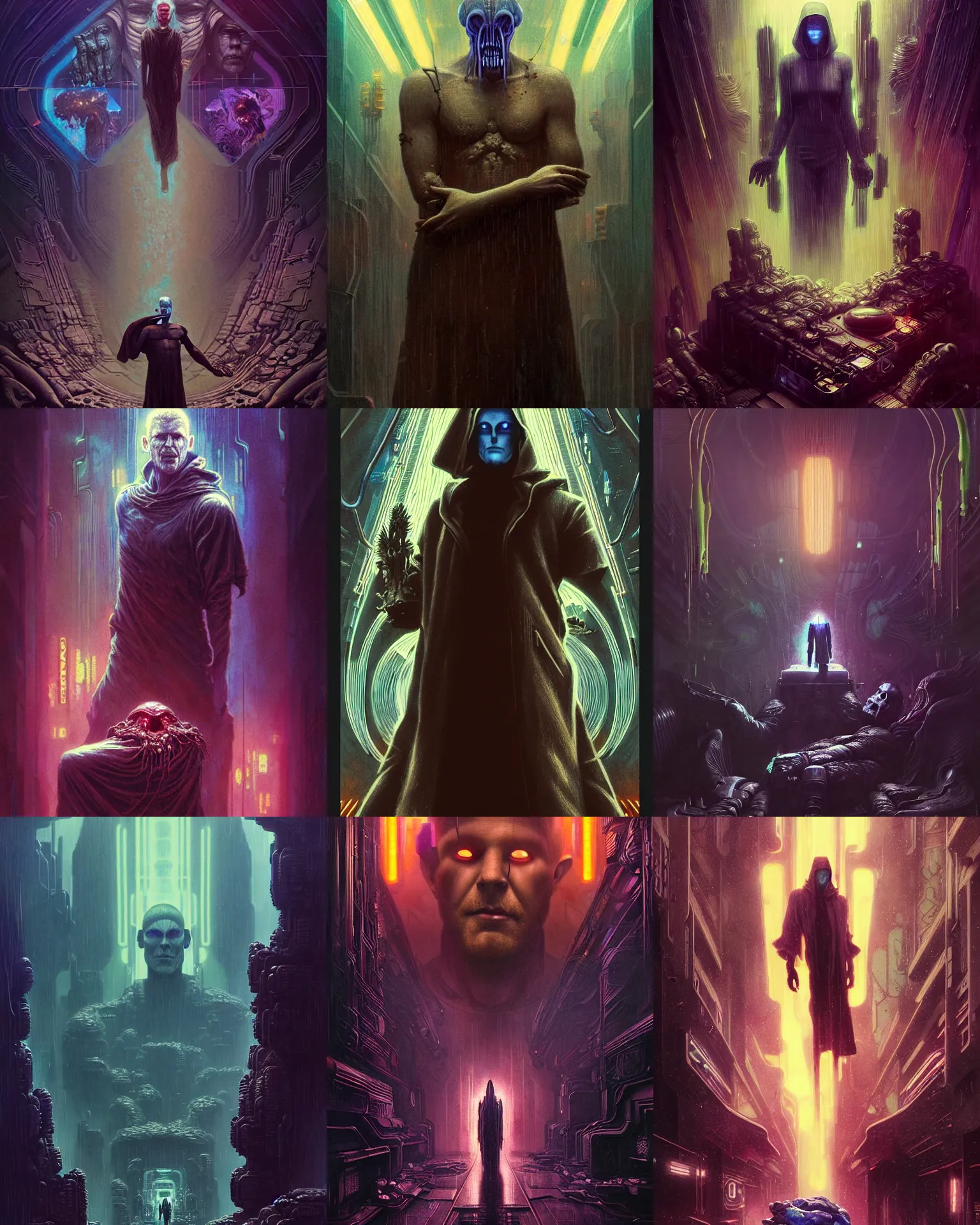 Prompt: the platonic ideal of bladerunner 2 0 4 9, flowers and opium cletus kasady ultimate carnage thanos dementor wild hunt doctor manhattan chtulu nazgul mandelbulb davinci, d & d, fantasy, ego death, detailed, intricate, hyperrealism, intense, scary, decay, art by artgerm and greg rutkowski and alphonse mucha