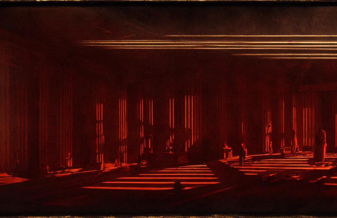 Prompt: virtuoso painting line density is used for rendering light and shadow. time bomb there is no sense of movement intact flawless ambrotype from 4 k criterion collection remastered cinematography gory horror film, ominous lighting, evil theme wow photo realistic postprocessing 8 k hyper real photo imax rectilinear lens building by frank lloyd wright