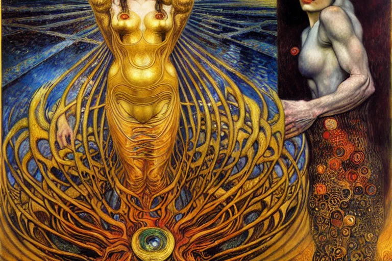 Image similar to Divine Chaos Engine by Karol Bak, Jean Delville, William Blake, Gustav Klimt, and Vincent Van Gogh, symbolist, visionary