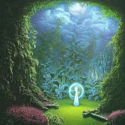 Image similar to surreal environment, hidden garden by michael whelan, heaven, ultra realistic, aesthetic, beautiful, magical