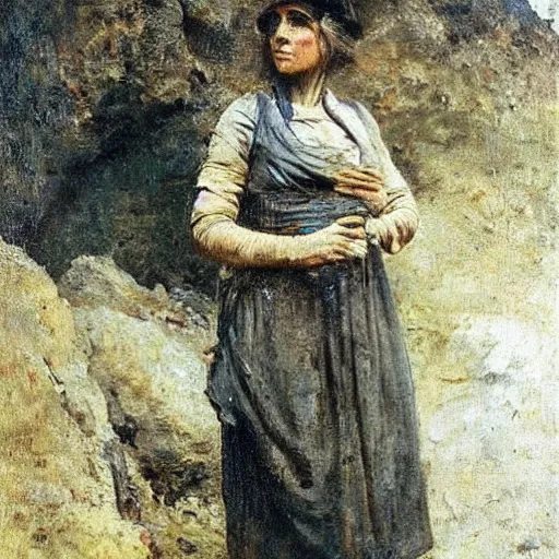 Prompt: female miner by alfred stevens