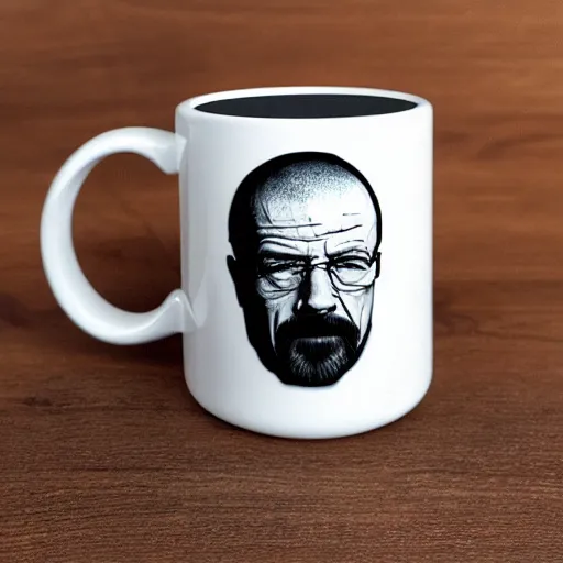 Image similar to mug with walter white's face on it