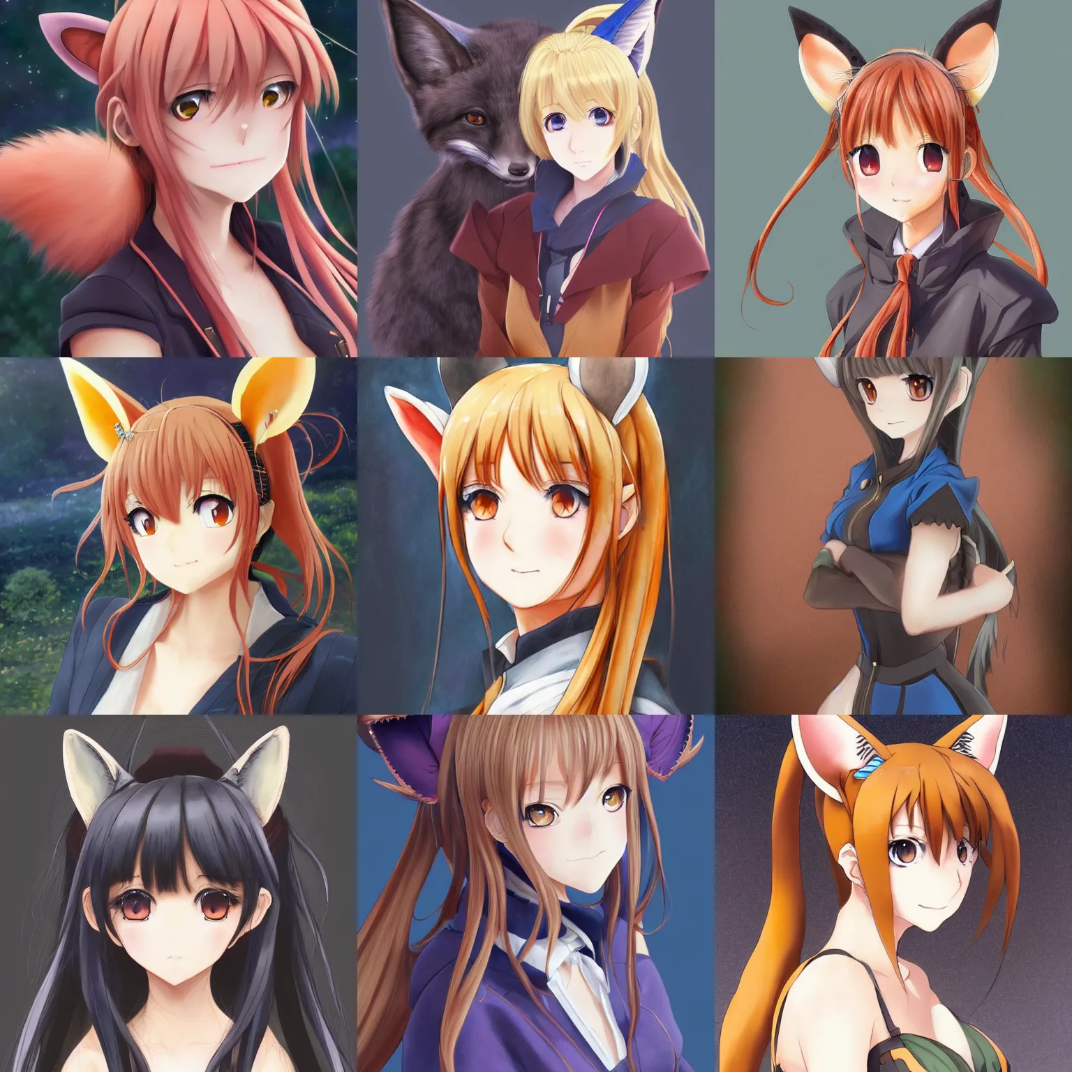 Prompt: A highly detailed, realistic, professional anime portrait of a beautiful woman with fox ears, by Shinichirou Otsuka and Shingo Adachi, popular isekai anime, trending on artstation, pixiv