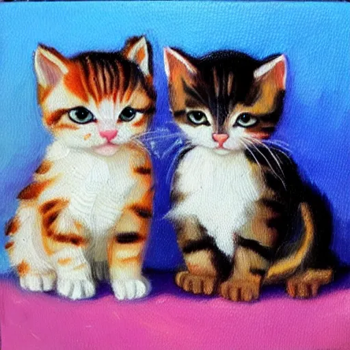 Image similar to cute kittens, oil on canvas, masterpiece!!!!!!!!!!!!!!!!