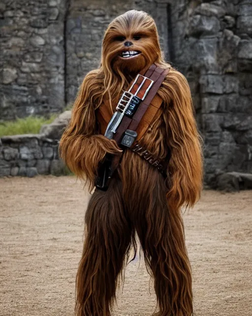 Prompt: Chewbacca as The Hound in Game of Thrones