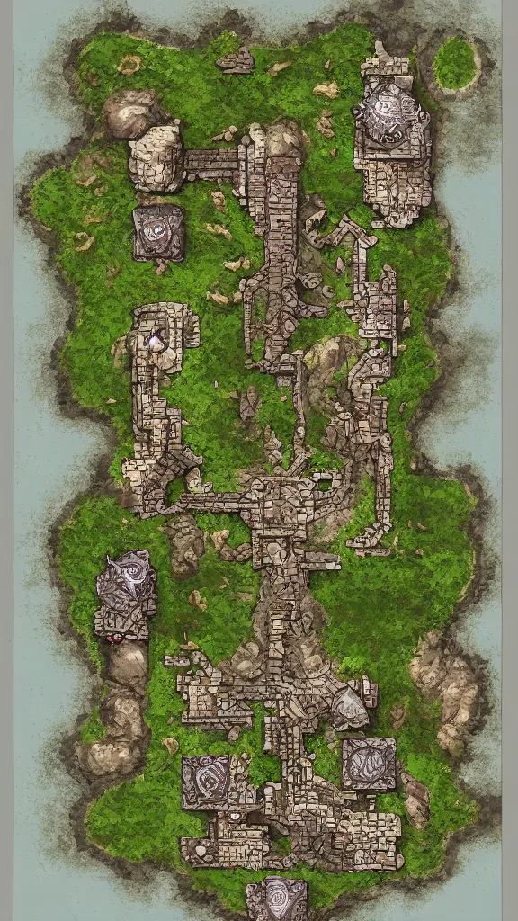 Image similar to dnd roll20 fantasy fortress battle map, rpg, tabletop role playing game, d&d, trending on artstation