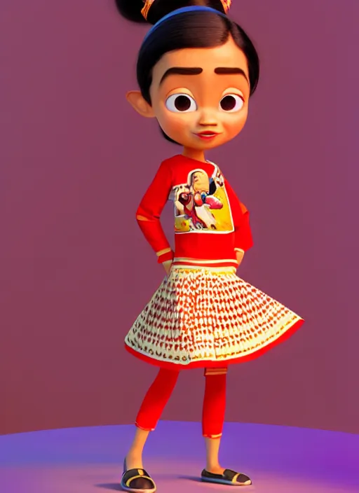 Prompt: disney pixar visual of a sassy girl wearing assamese mekhela bihu gamosa stylish modern costume ; official media ; cute face by wlop ; octane render, unreal engine 5, trending on artstation, 8 k high resolution, path traced, highly detailed, digital art, symmetrical, cinematic, high coherence, hdr fabric textures