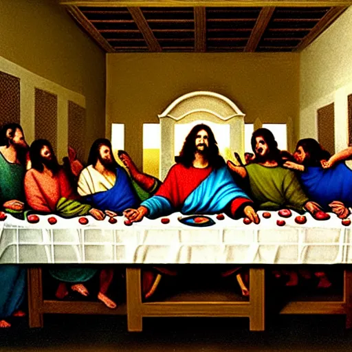 Image similar to michael jackson as jesus christ at the last supper