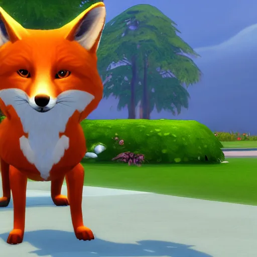 Image similar to anthropomorphic fox as a playable character in The Sims 4, in game screenshot