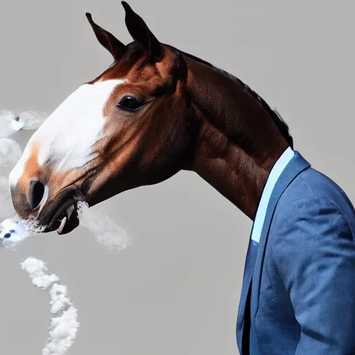 Image similar to horse in business suit snorting cocaine